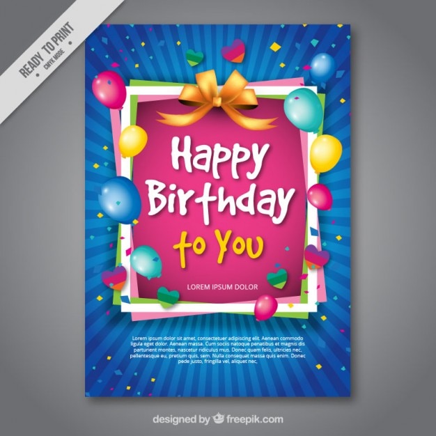 Colorful birthday card Vector  Free Download