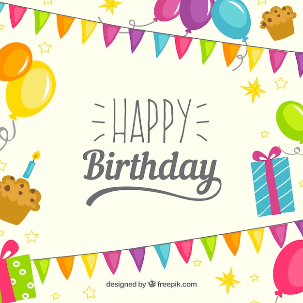 Free Vector | Colorful birthday composition with lovely style