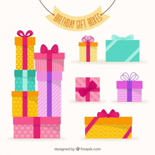 Premium Vector Colorful birthday gift  box collection