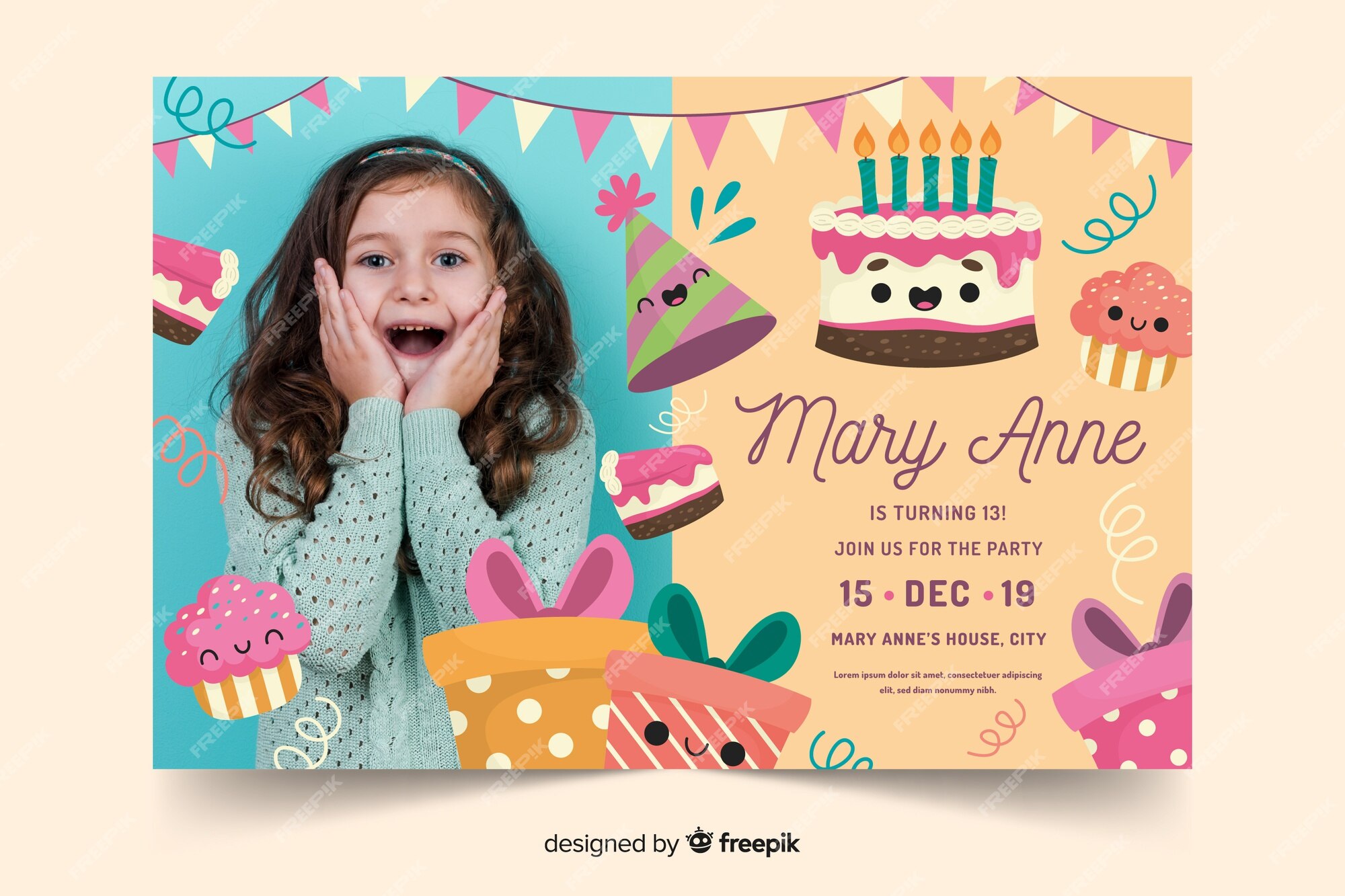 Free Vector | Colorful birthday invitation template