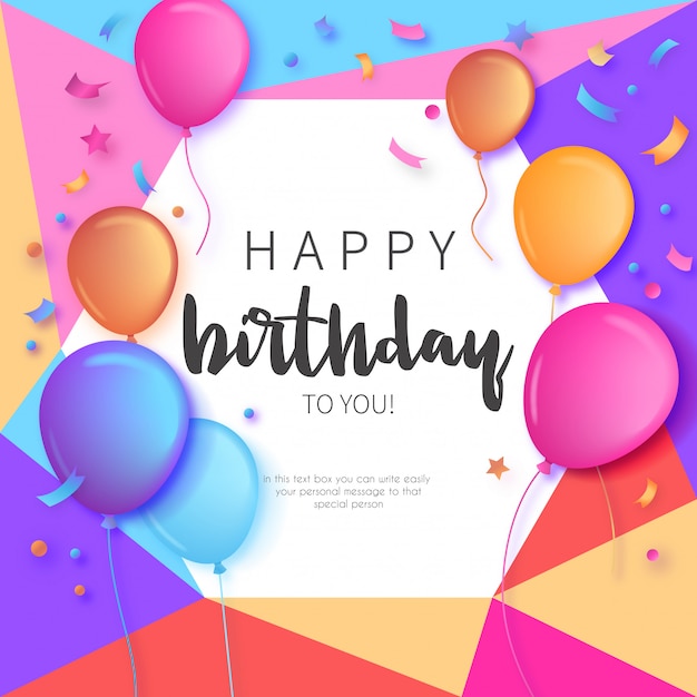 Colorful Birthday Invitation with
Balloons