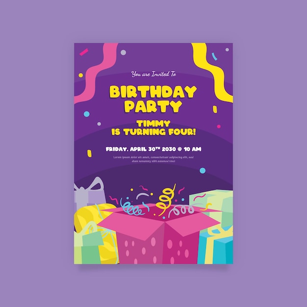 Premium Vector | Colorful birthday party invitation poster with ...