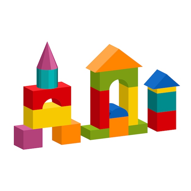 Premium Vector | Colorful blocks toy building tower, castle, house