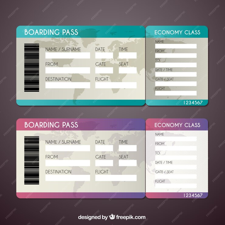 Free Vector | Colorful boarding pass in realistic style