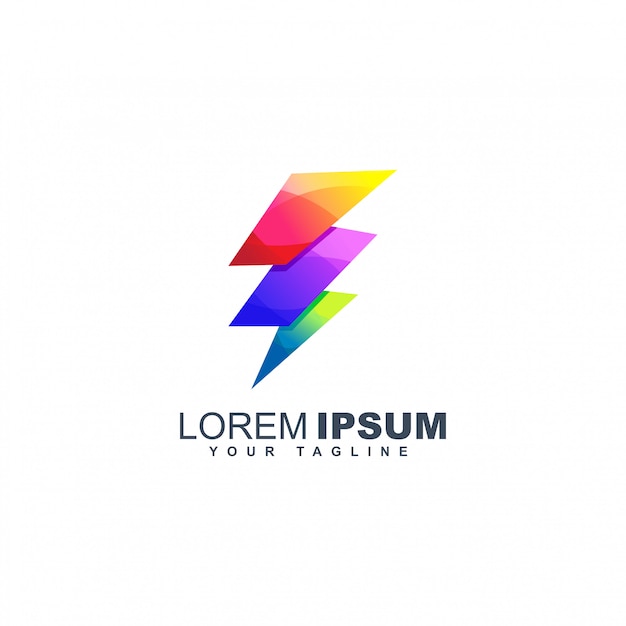 Colorful bolt logo design template Premium Vector