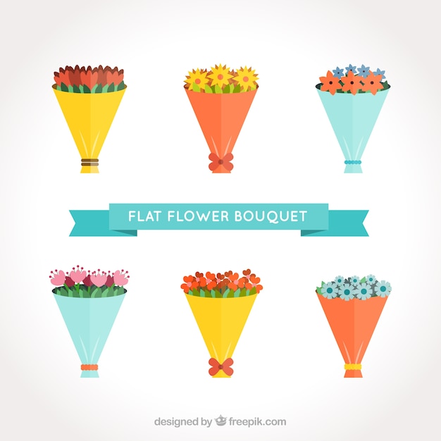Colorful bouquets in flat style