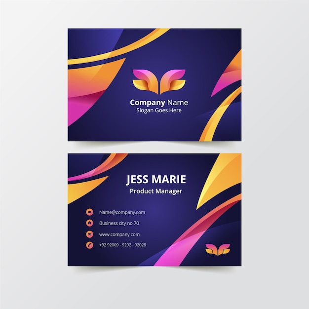 Colorful business card template Free Vector