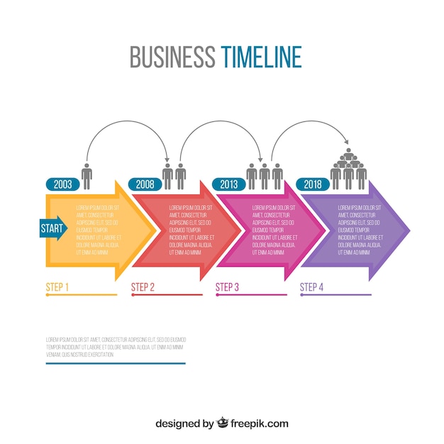 Colorful business timeline with flat design Free Vector
