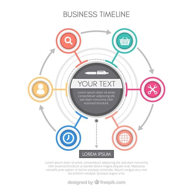 Colorful business timeline with flat design Free Vector