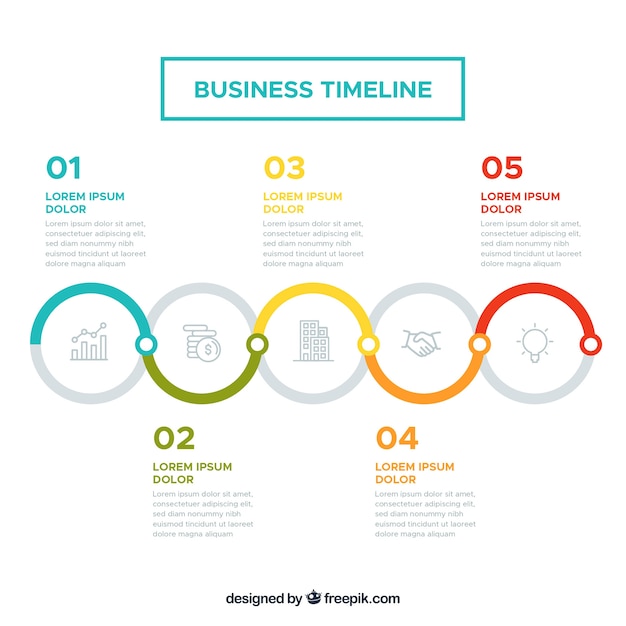 Colorful business timeline with flat design Free Vector