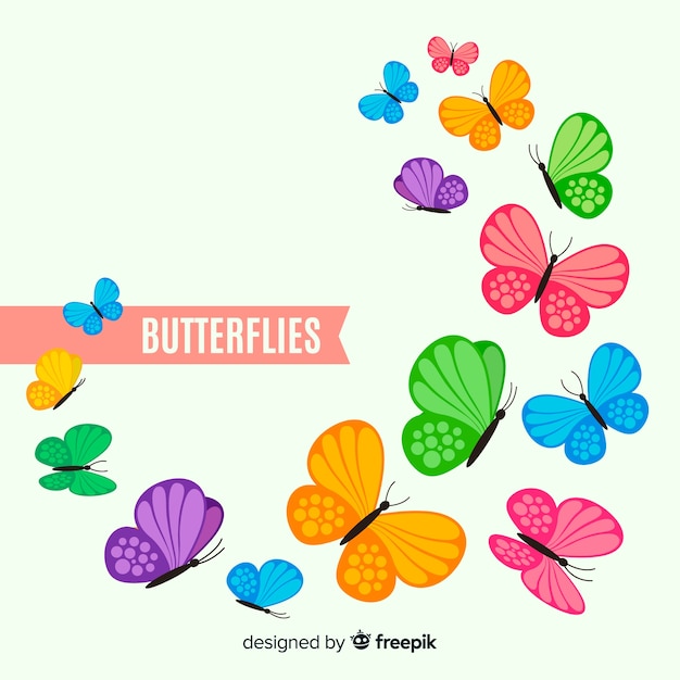 Download Free Vector | Colorful butterfly background