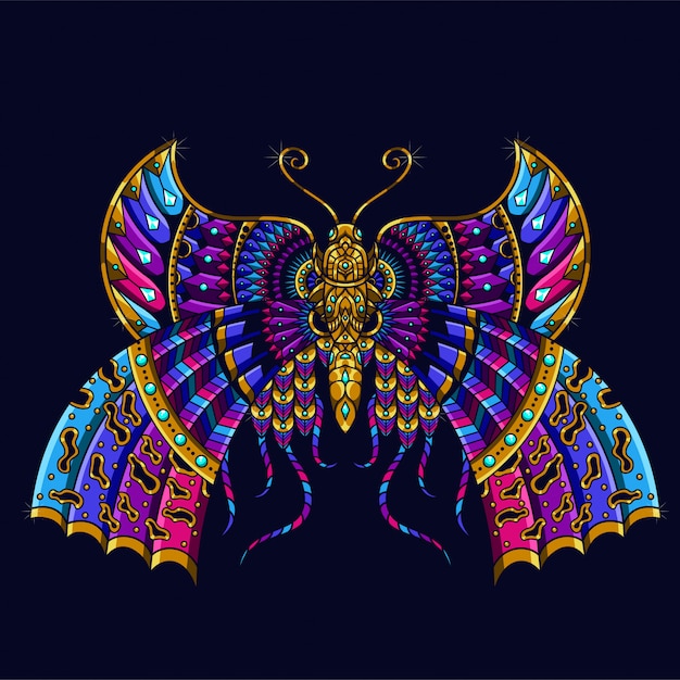 Download Colorful butterfly illustration, mandala zentangle and ...