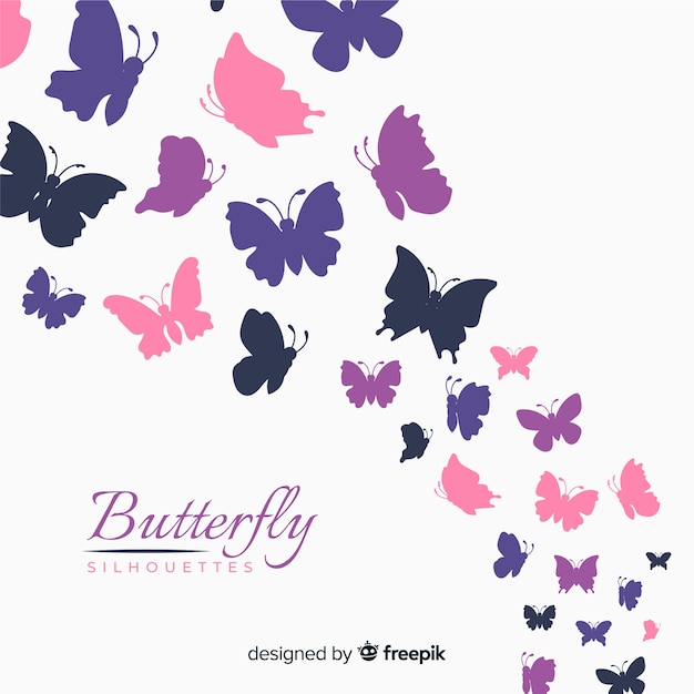 Free Vector | Colorful butterfly silhouettes background