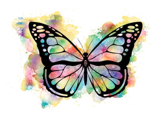 Colorful butterfly in watercolor Premium Vector