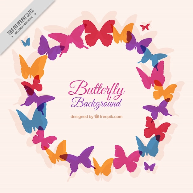 Download Free Vector | Colorful butterfly wreath background