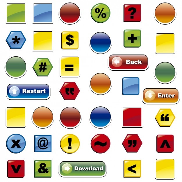Download Free Vector | Colorful buttons collection