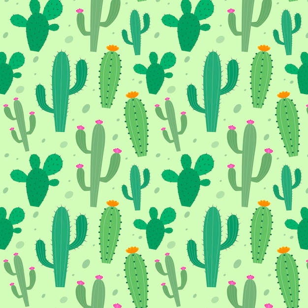 Colorful Cactus Pattern Free Vector
