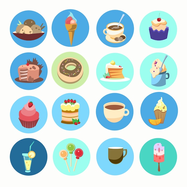 Download Premium Vector | Colorful cake collection sweet dessert ...