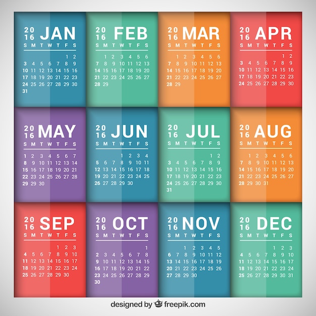 Free Vector Colorful Calendar Template