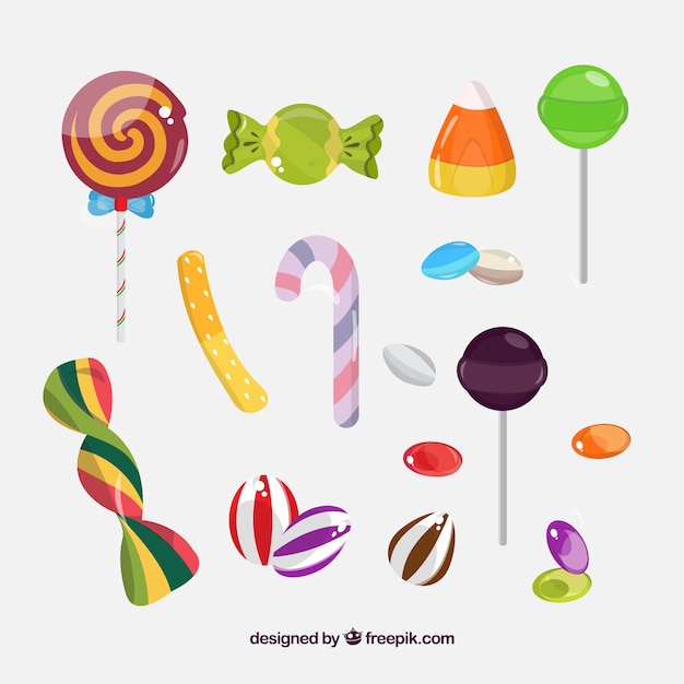 Free Vector | Colorful candies collection in hand drawn style