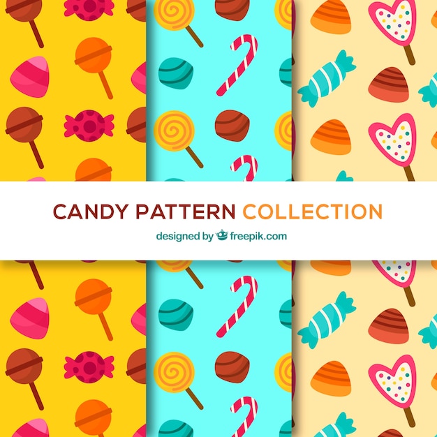 Free Vector Colorful candies patterns collection in flat style