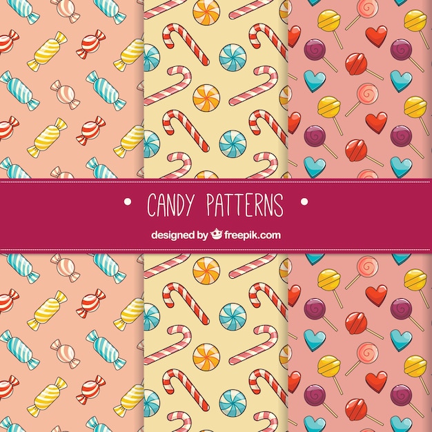 Free Vector Colorful candies patterns collection in flat style