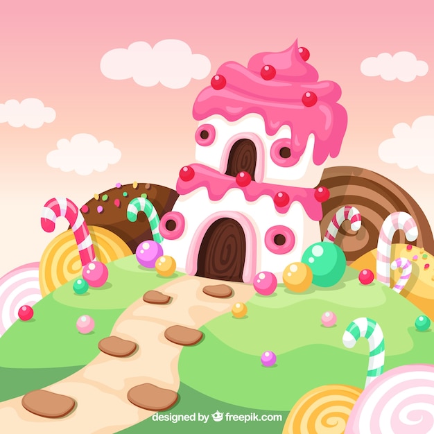 Colorful candy land background in hand drawn style Vector | Free Download