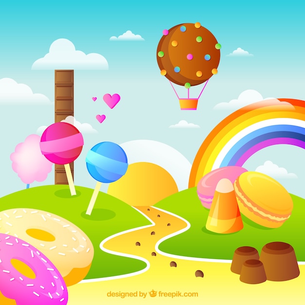 Free Vector | Colorful candy land background