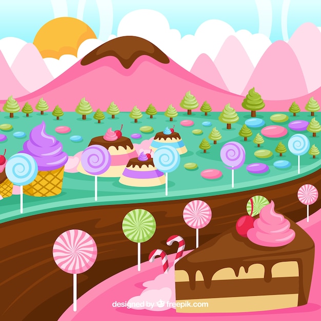 Colorful Candy Land Background | Free Vector