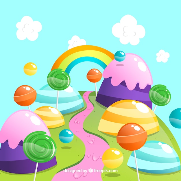 Colorful candy land background | Free Vector