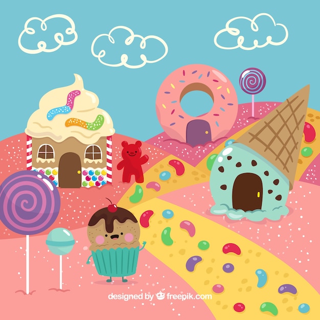 Colorful candy land background Vector | Free Download