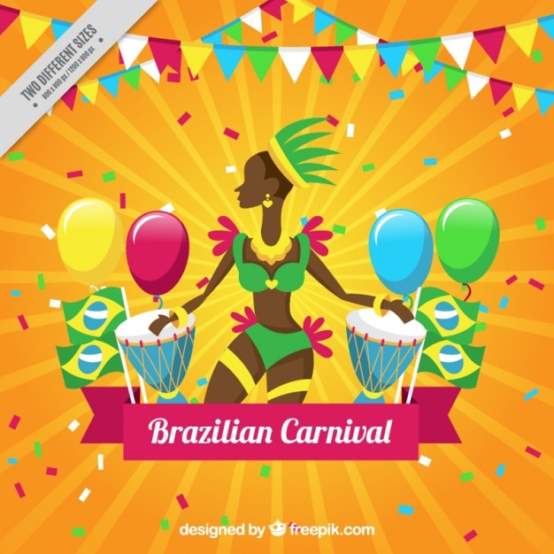 Colorful carnival background with brazilian\
dancer