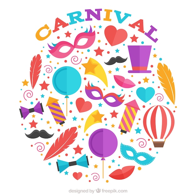 Free Vector | Colorful carnival elements collection