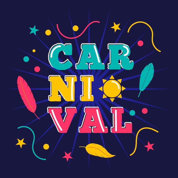 Free Vector | Colorful carnival with feathers and stars