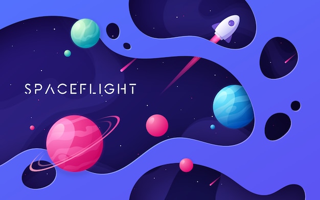 Premium Vector | Colorful cartoon outer space background