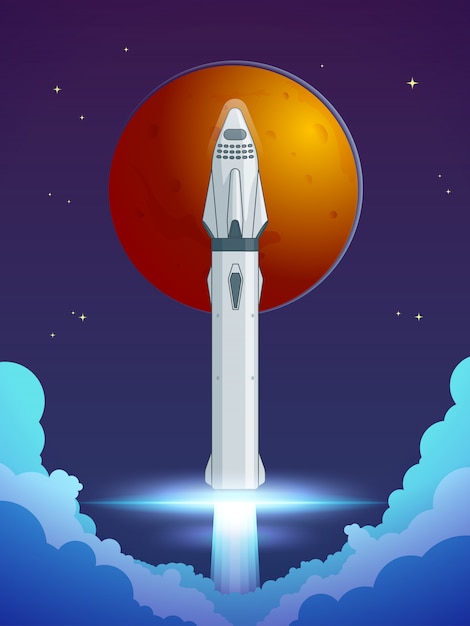 Free Vector | Colorful cartoon rocket launch concept