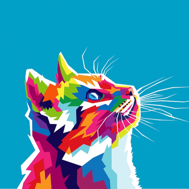 プレミアムベクター カラフルな猫のイラスト