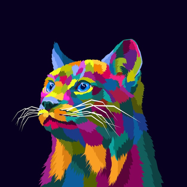 カラフルな猫ポップアートプレミアムベクトルイラスト プレミアムベクター
