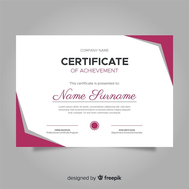 Premium Vector | Colorful certificate template with flat design