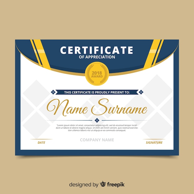 Premium Vector | Colorful certificate template with flat design