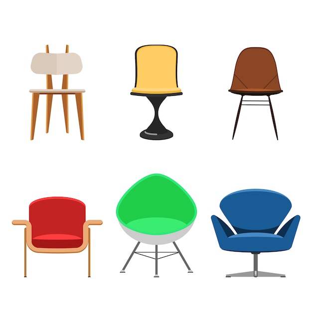 Premium Vector | Colorful chair set isolated