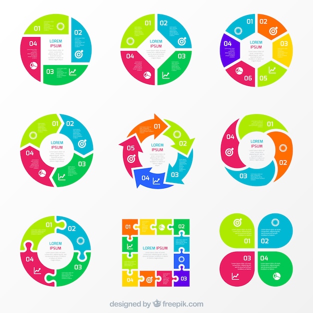 Colorful charts for infographic Vector Free Download