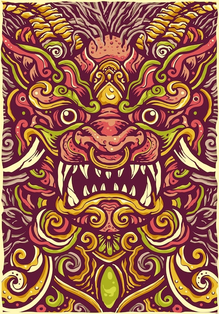 Download Colorful chinese lion mandala illustration | Premium Vector