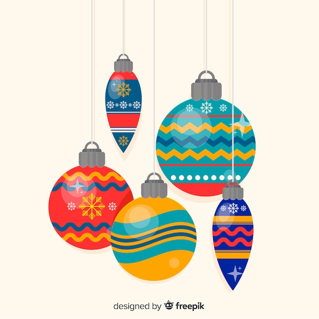 Free Vector | Colorful christmas ball collection with flat design