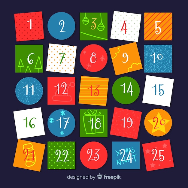 Free Vector Colorful christmas calendar template