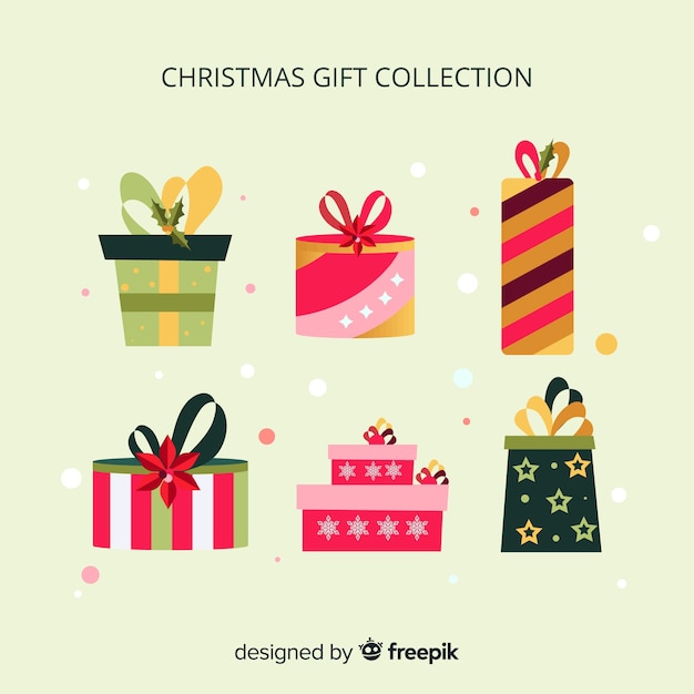 Free Vector | Colorful christmas gift boxes collection in flat design