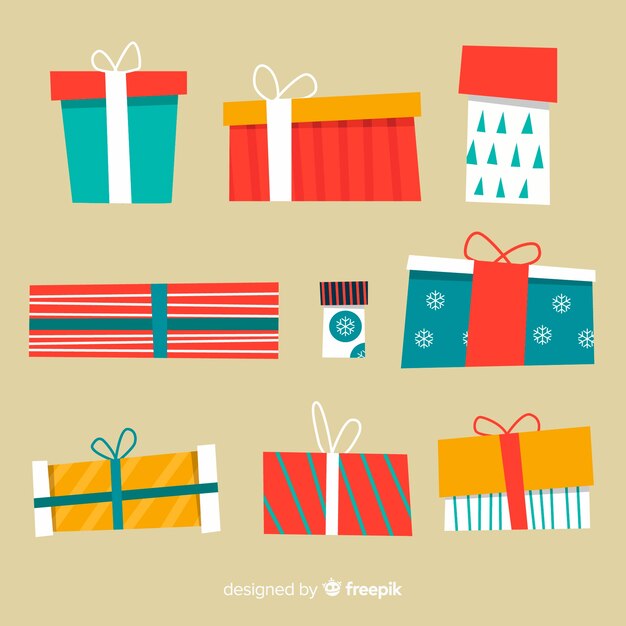 Free Vector | Colorful christmas gift boxes collection in flat design