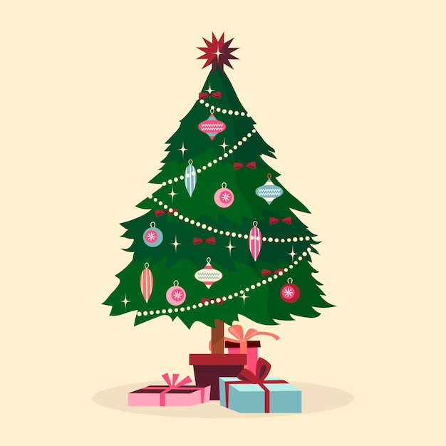 Free Vector | Colorful christmas tree in flat design