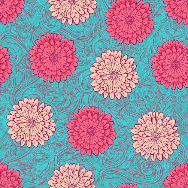 Premium Vector | Colorful chrysanthemums in flat design