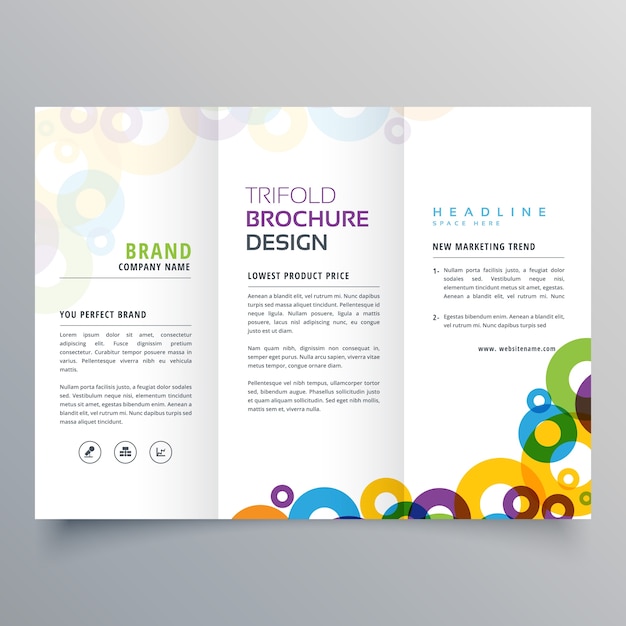 Download Download Vector Tri Fold Brochure With Yellow And Blue Squares Vectorpicker PSD Mockup Templates